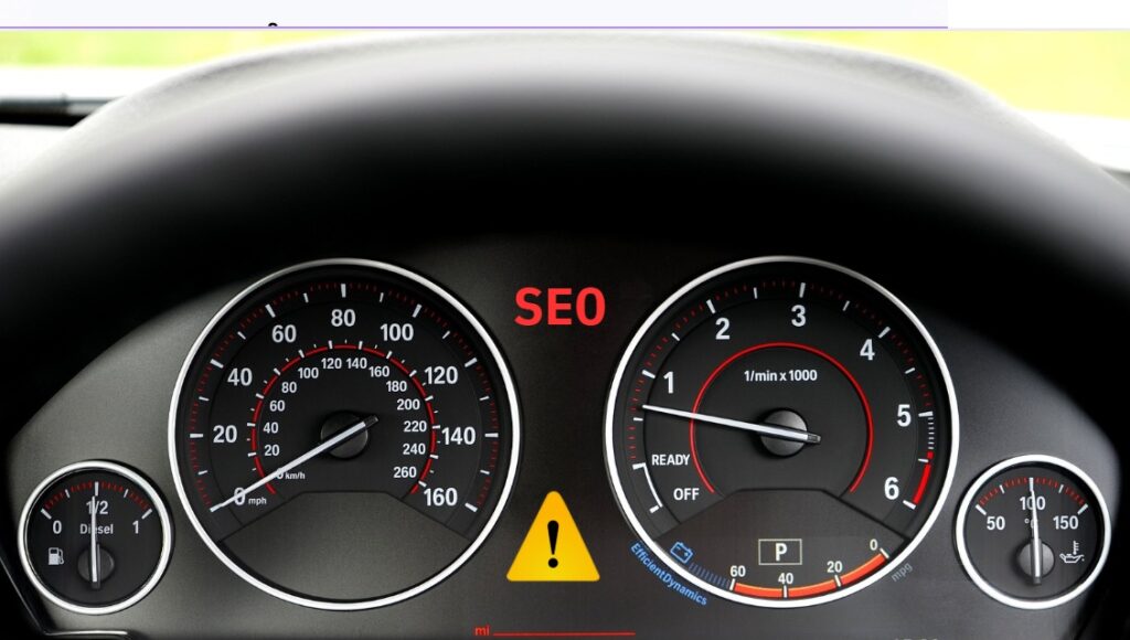 tableau de bord avec un danger "SEO" allumé. ou Quels sont les signaux d’un besoin d’audit sémantique ? Vladan jankovic consultant SEO Noisy le grand